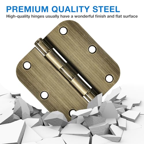 Rounded Door Hinges 3.5" X 3 1 (Antique Brass-Rounded / 6 Pack-no squeak)