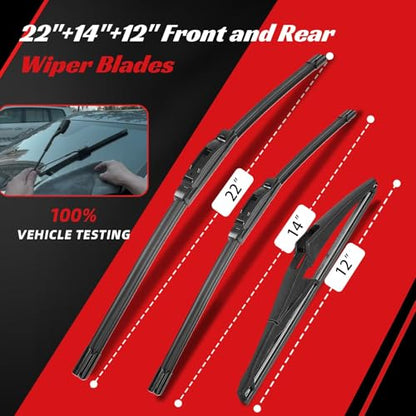 Windshield Wiper Blades Replacement for Nissan Juke 2011 (22"+14"+12")