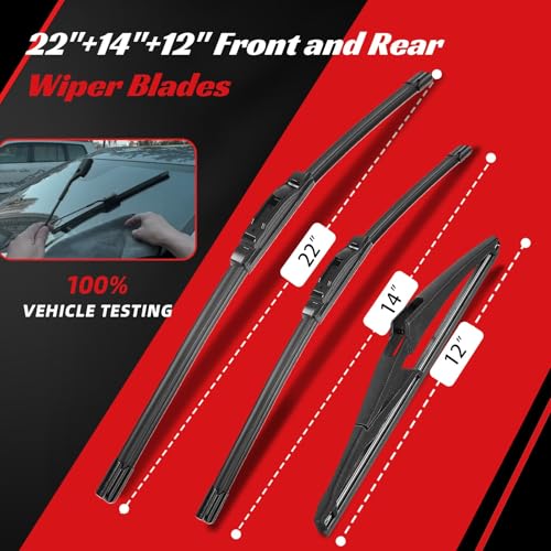 Windshield Wiper Blades Replacement for Nissan Juke 2011 (22"+14"+12")