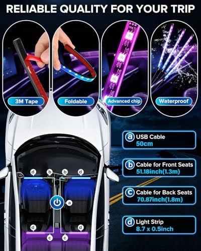 Car Interior LED Lights (APP RGB 2 Lines)