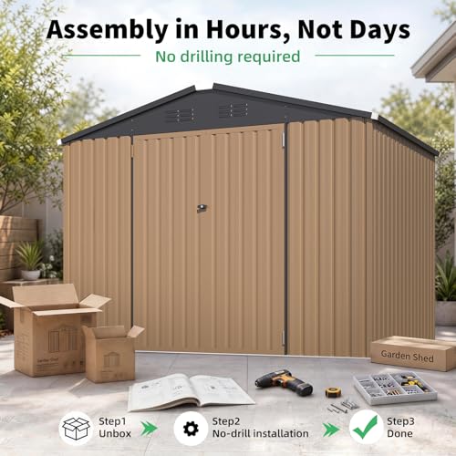 6' x 8' Outdoor Metal Storage Shed (Gray / 6x8)