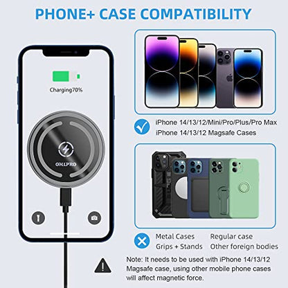 for MagSafe Car Mount Charger iPhone Wireless Car Charger (Silver)