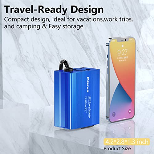 150W Car Power Inverter DC 12V to 110V AC Converter with 3.1A Dual USB Power inverters for Vehicles (Blue)