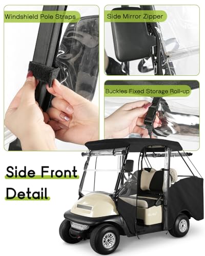 4 Passenger Golf Cart Enclosure for Club Car Precedent Tempo 57.5" (for Club Car Precedent 4 Passenger Short Roof / Black)
