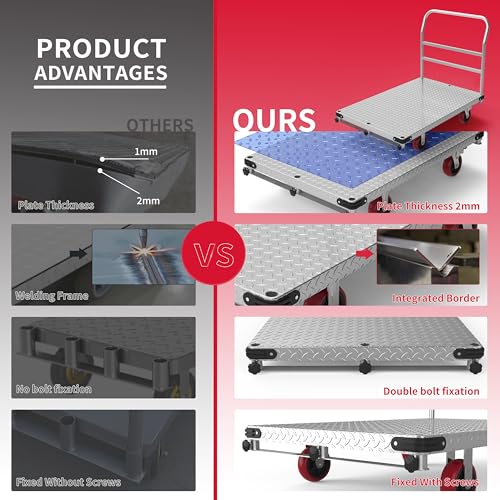 2-in-1 Steel Panel Truck, 3000 lb Drywall Cart, 44 x 28 in (44 x 28 Inch)