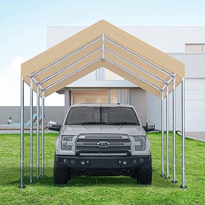 Rutile 12'x20' Carport Canopy ONLY Tent Garage Replacement Top Tarp Car Shelter Cover w (Beige)