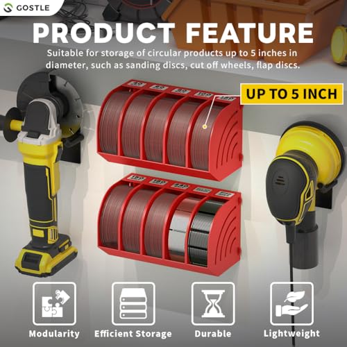 5 Inch Professional Sanding Discs Storage Bins (6 bins / Red)