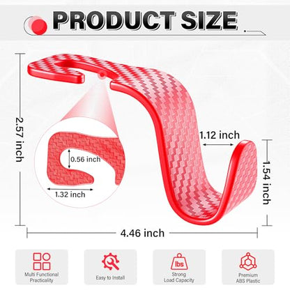 Universal 4 Pack Car Seat Headrest Purse Hook (4pc / Red Checkered)