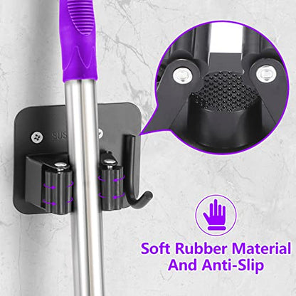 Stainless Steel Broom Holder (Black)