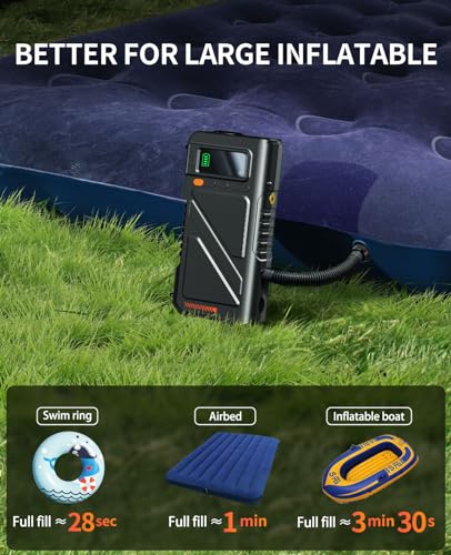 8000A Jump Starter with Air Inflator & Deflator Compressor (Black-9IN1)