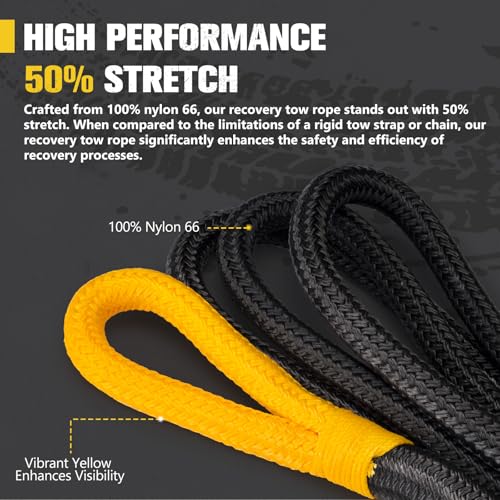 1.25"×30ft Kinetic Recovery Rope with 2 Soft Shackle Kit (1.25in×30ft)