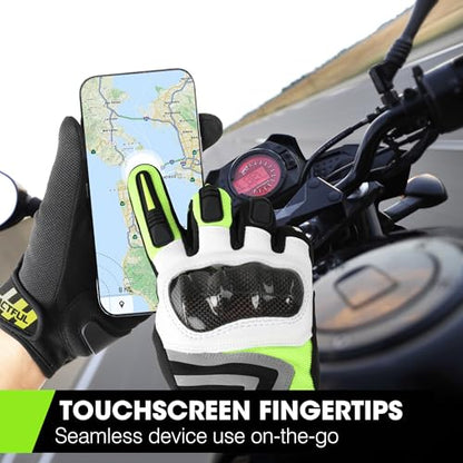 Lightweight Motorcycle Gloves for Men Touchscreen Summer (Fluorescent Green / Medium)