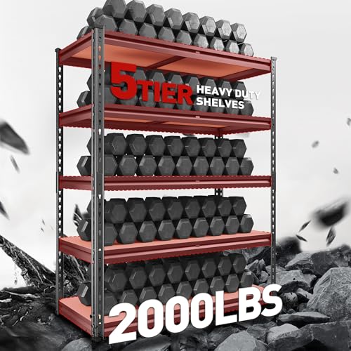 2000LBS Garage Shelving Heavy Duty 72''H Storage Shelves 5 Tier Heavy Duty Shelving (15.8"D x 35.5"W x 72"H)
