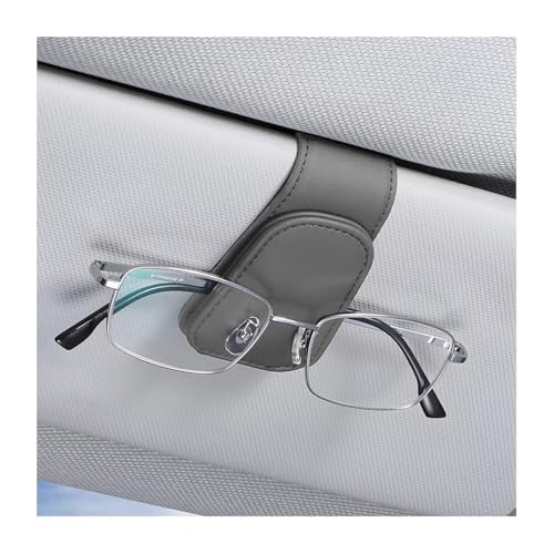 Sunglasses Holders for Car Sun Visor (1 Pack / Gray/Leather)