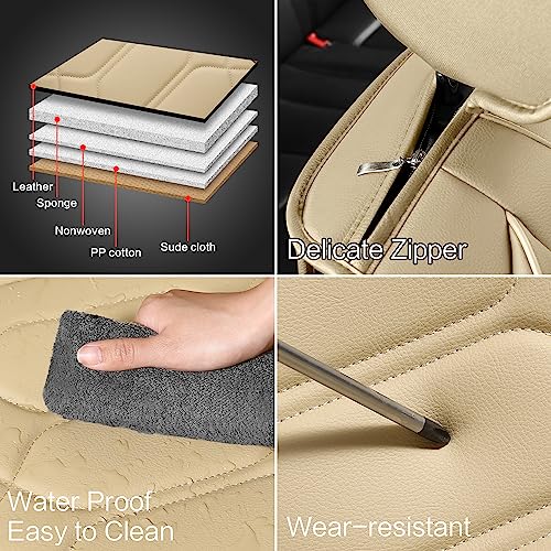 Leather Car Seat Covers Full Set (BEIGE / FULL SET)