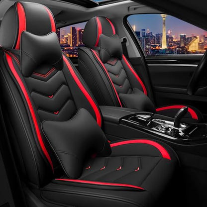 Car Seat Covers for Chrysler Pacifica 2004 (2 Pcs Front with Pillow / Black Red)