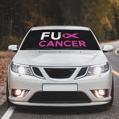 Fuck Breast Cancer Pink Ribbon Car Windshield Sun Shade Umbrella (57X31 Inch / Color-0705-2)