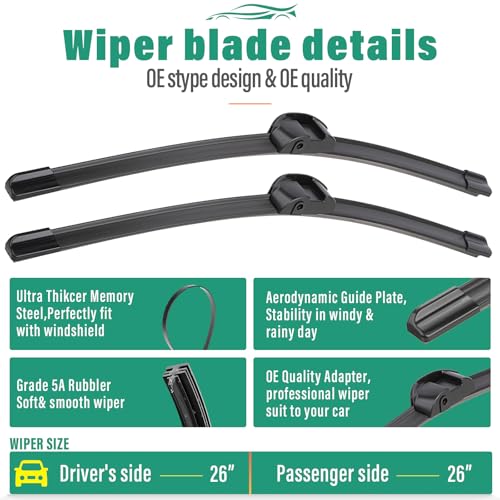 Windshield Wiper Blade Replacement for Porsche Cayenne VW Touareg (26" 26" 13")