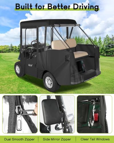 4 Passenger Golf Cart Enclosure for EZGO RXV Short Roof Rain Cover (for EZGO RXV Short Roof 4 Passenger / Black)