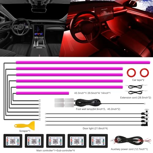 Acrylic Interior Car LED Strip Light with Wireless APP (RGB Color 14 in 1)