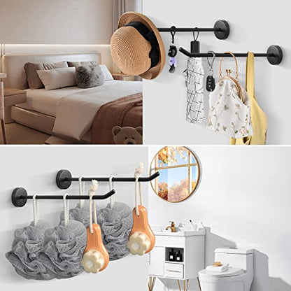 Coat Hooks Wall Mount Hooks for Hanging Hat Hurse Robe (Matte Black / 8 Inch (Wall))