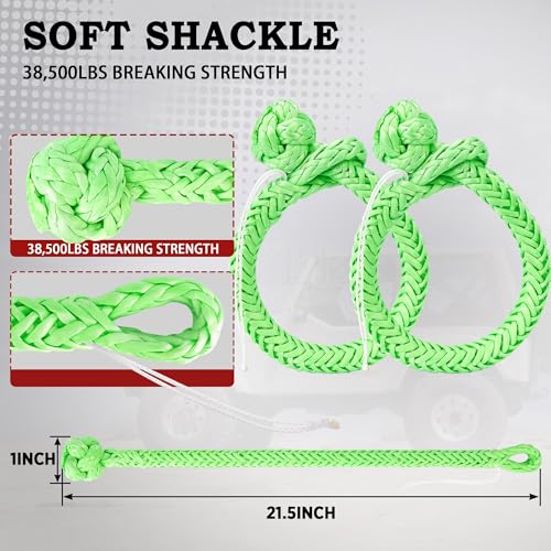 Kinetic Recovery Tow Rope Heavy Duty Offroad Snatch Strap for for Trucks SUV UTV ATV Tractor Car Jeep (7/8" x 20' / Green)