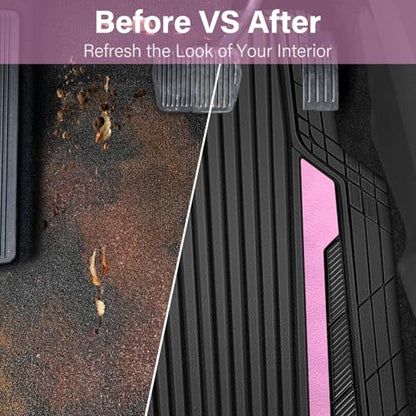 Heavy Duty Rubber Car Mats Metallic (Black Light Pink)