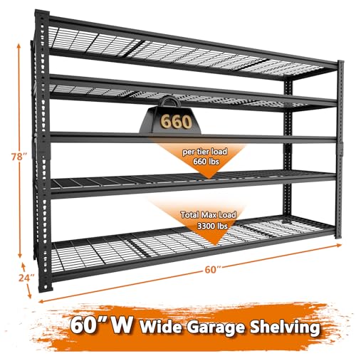 Storage Shelves Heavy Duty (5 Tier 60"W x 24"D x 78"H)