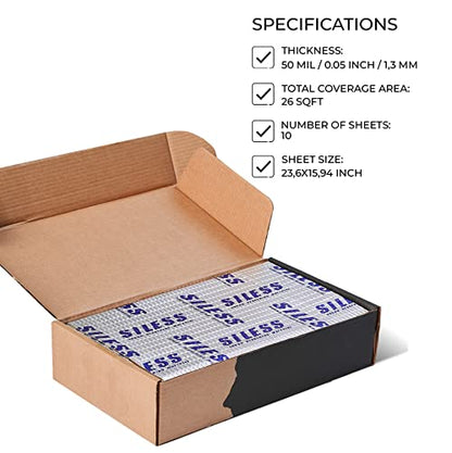 50 mil (1.3mm) 26 sqft Car Sound Deadening mat - Butyl Automotive Sound Deadener - Noise Insulation and Vibration Dampening Material ( 26 sqft) (NewSLS50_26)