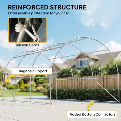10' x 16' Carport Heavy Duty Portable Garage Storage Tent Gray (Gray)
