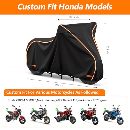 Motorcycle Cover for Honda Grom Monkey Navi Kawasaki Pro Benelli (Black / for Honda Grom MSX125)