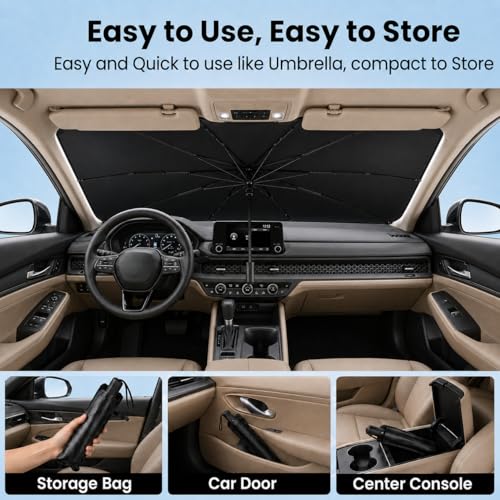 Car Windshield Sun Shade Umbrella (Classic Black)