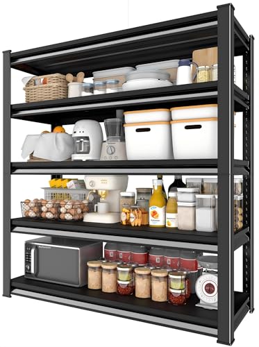 Metal Storage Garage Shelving (5T-BK-48"Wx18"D)