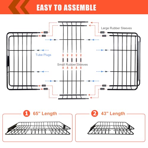 Roof Rack Rooftop Cargo Carrier Basket 65"*39"*6"+Waterproof Bag 20 Cu.Ft (65"*39"*6")