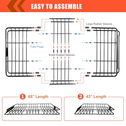 Roof Rack Rooftop Cargo Carrier Basket 65"*39"*6"+Waterproof Bag 20 Cu.Ft (65"*39"*6")