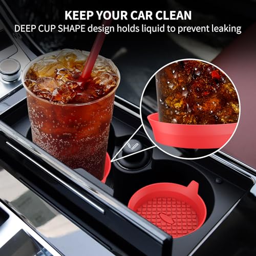 Car Cup Holder Coasters [4 Pack] Silicone Cups Mats (4 Pack-red)