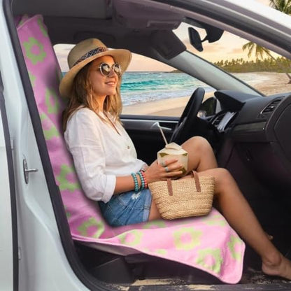 Car Seat Cover Protector Front Seats (1Pcs Front Seat Towel / Flower and Pink)