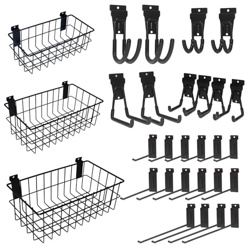 29 PCS Slatwall Accessories Kit for Garage Rooms Shops Storage (29 pcs / Black)