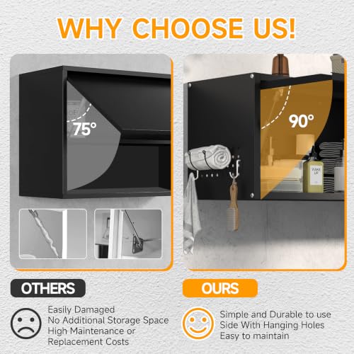 Metal Garage Wall Cabinet with Doors Side with Holes (13.8''H / Black)