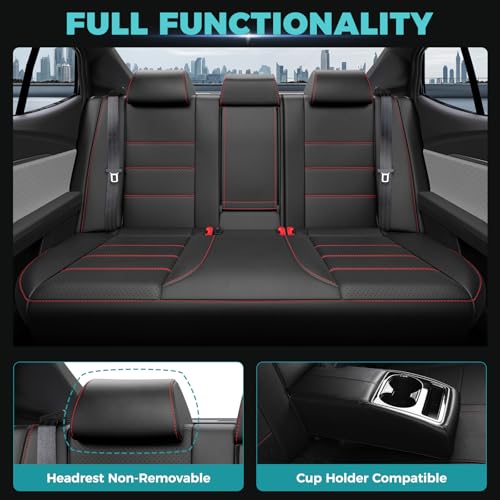 Custom Fit Seat Covers for Toyota Camry 2025 2026 Hybrid (Black With Red Trim / 2025-2026 Camry LE SE)