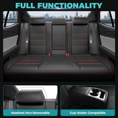 Custom Fit Seat Covers for Toyota Camry 2025 2026 Hybrid (Black With Red Trim / 2025-2026 Camry LE SE)