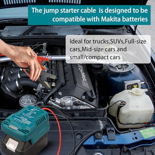 Jump Starter Adapter for Makita 18V Battery with Jumper Cable Clamps Portable Car Charger Jump Starter (For Makita)