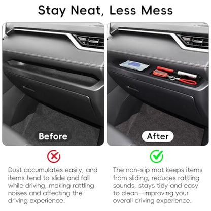 Passenger Storage Organizer Mat Fit for Toyota RAV4 2025 2024 2023 2022 2021 2020 2019 Glove Box Organizer Tray Car Interior Center Console Accessories Silicone Black 1 PC (Fit for 2019-2025 RAV4 Tray Mat)