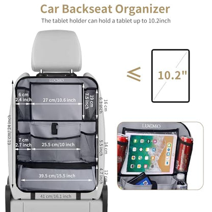 Car Backseat Organizer with Touch Screen Tablet Holder (Grey-1 / 2 Pack)