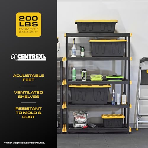 5 Tier Heavy Duty Plastic Storage Shelves for Garage Organization (5-Tier)