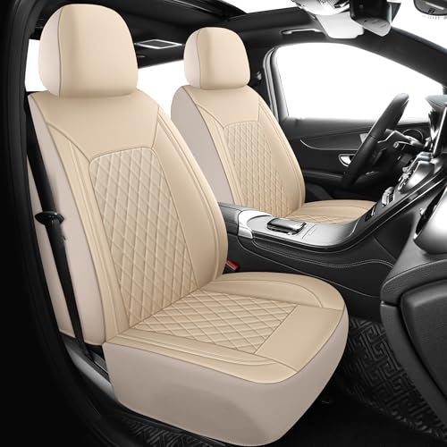 Faux Leather Front Car Seat Covers (N1 Beige / Front Seat)