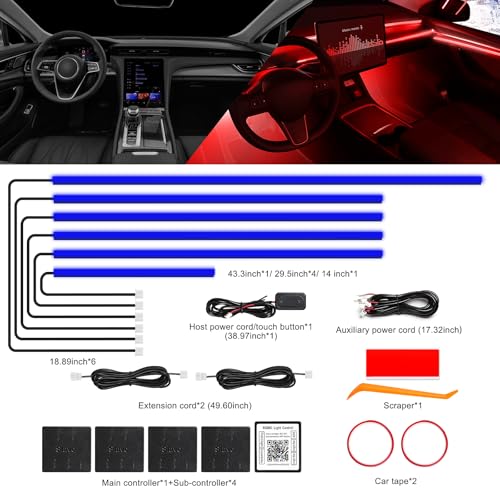 Acrylic Interior Car LED Strip Light with Wireless APP (RGB Color 6 in 1)