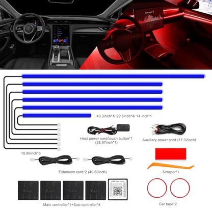 Acrylic Interior Car LED Strip Light with Wireless APP (RGB Color 6 in 1)