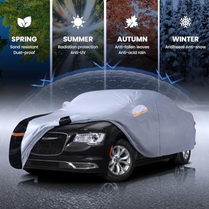 Multi Layer Car Cover Custom Fit for Chrysler 300 (W.Custom Fit Chrysler 300 / White Car Cover)