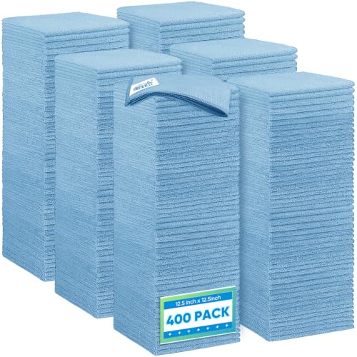 Blue Microfiber Cleaning Cloth 400PK (Blue / 12.5 x 12.5 Inch)